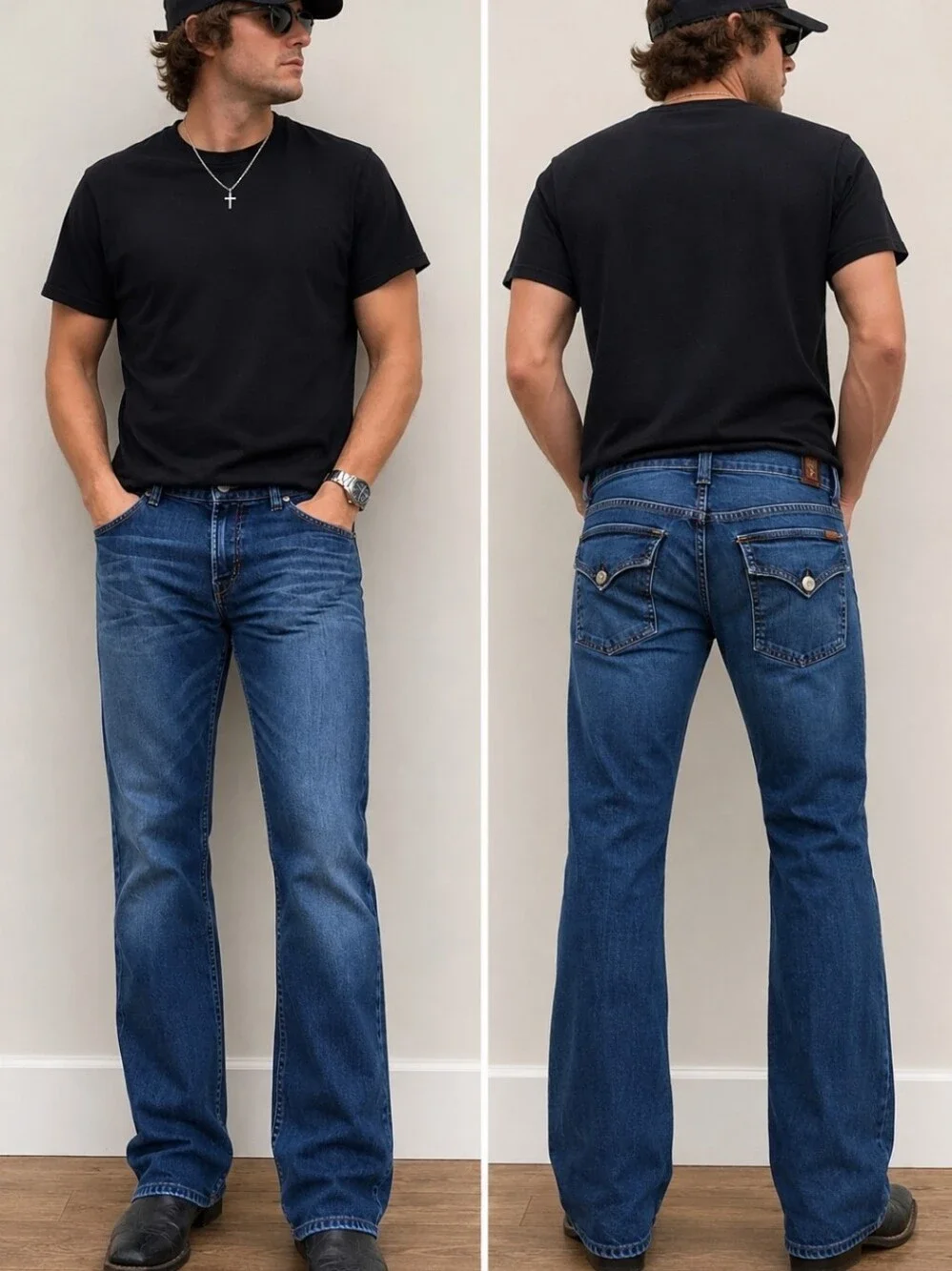 7 For All Mankind Bootcut Jeans Men's 36 Dark Wash Made in USA Premium Denim Y2K